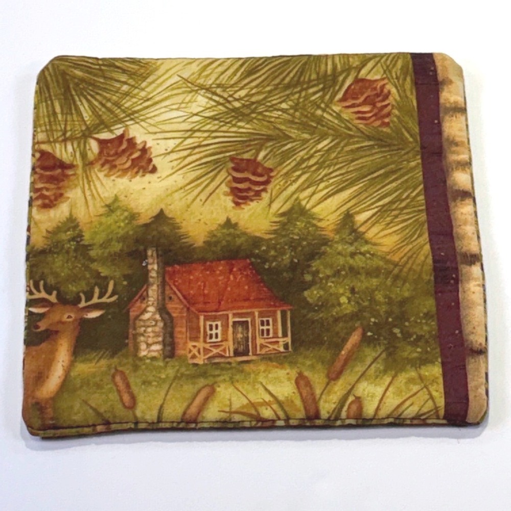 Handmade Vintage Cabin Rustic Woodsy Hotpad 9"x9" 1067B4